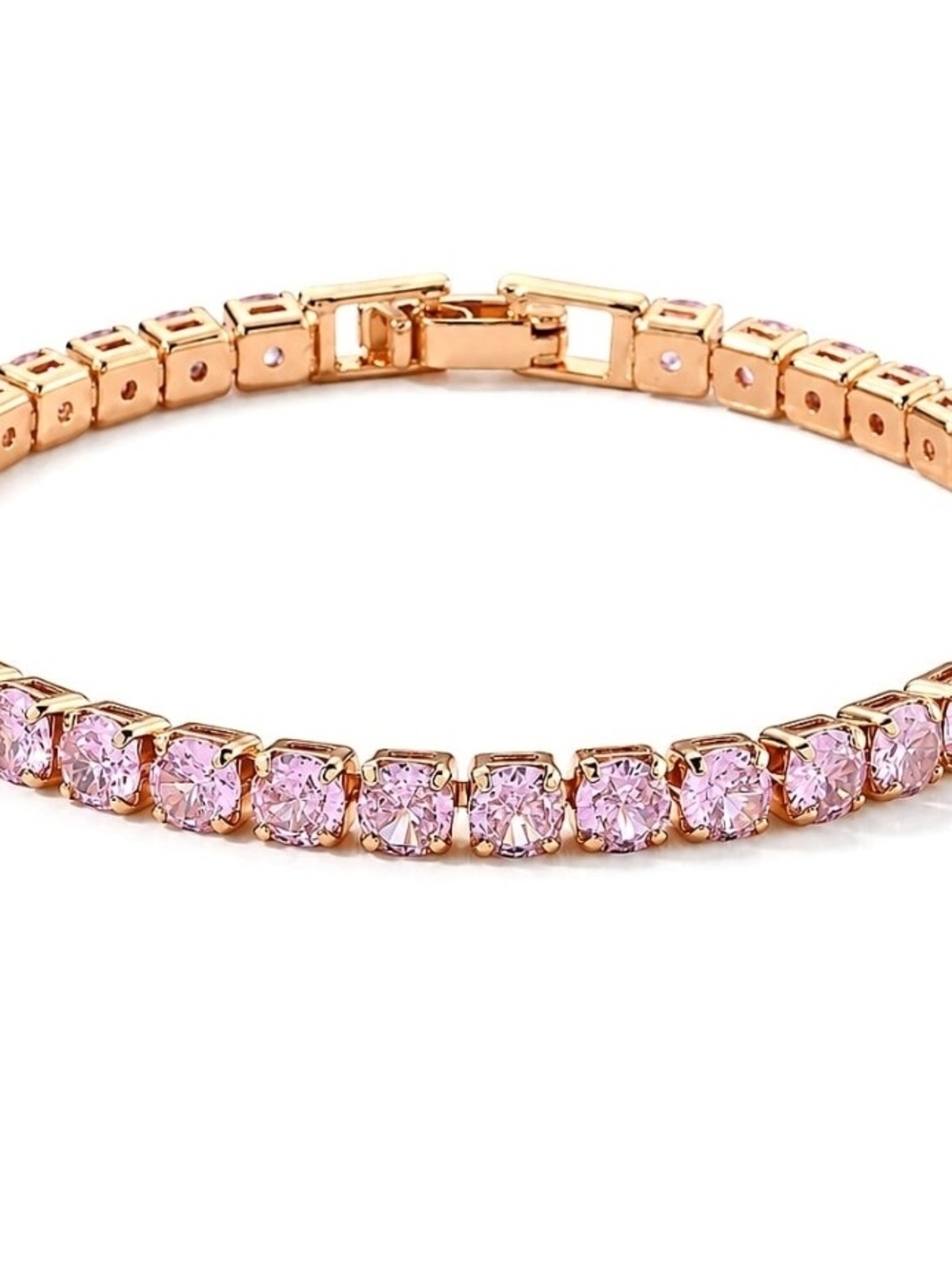 Pink Austrian Crystal Bracelet in Goldtone (6.50 In), New in Box